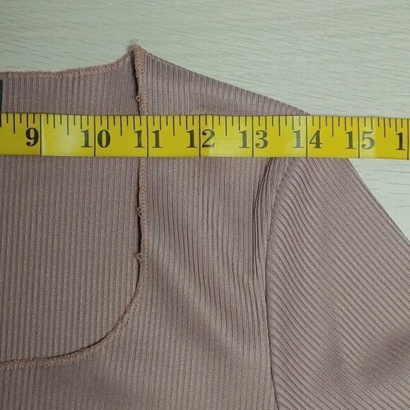 NWOT MISSGUIDED Taupe ribbed long sleeve bodycon midi dress - Picture 7 of 14